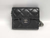 CHANEL Classic Mini Chain Wallet Matelasse AP0238 Lambskin Black Wallet