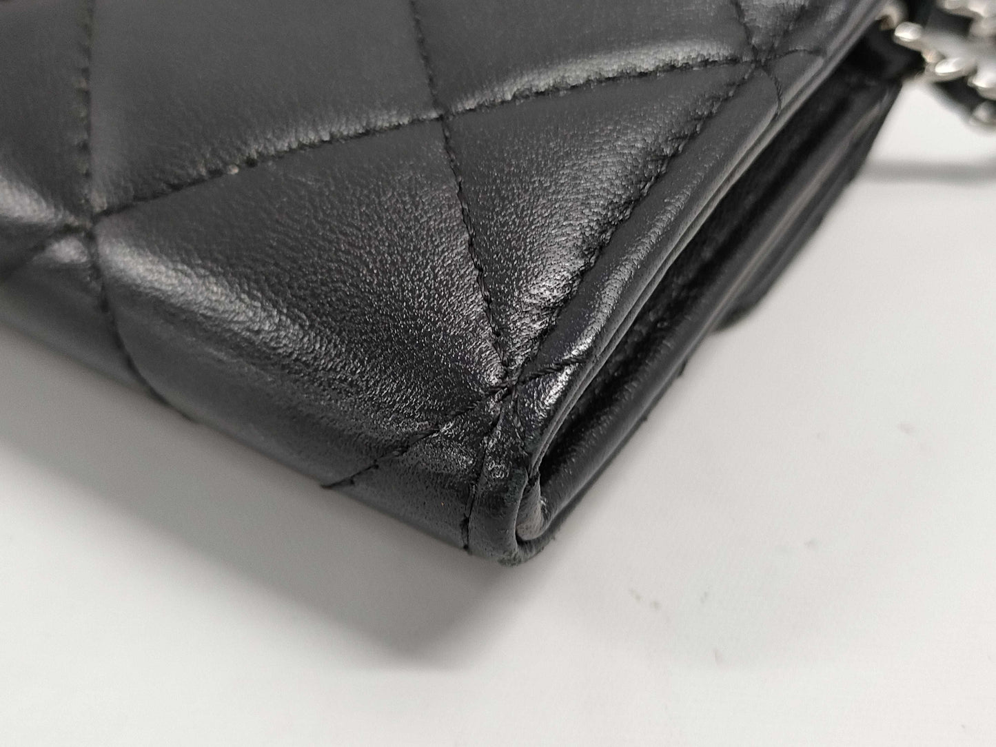 CHANEL Classic Mini Chain Wallet Matelasse AP0238 Lambskin Black Wallet