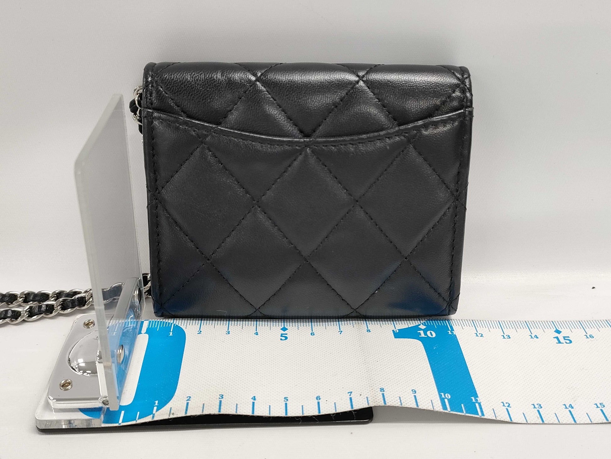 CHANEL Classic Mini Chain Wallet Matelasse AP0238 Lambskin Black Wallet