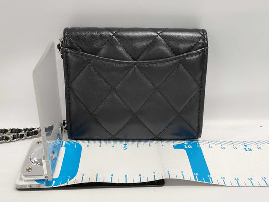 CHANEL Classic Mini Chain Wallet Matelasse AP0238 Lambskin Black Wallet