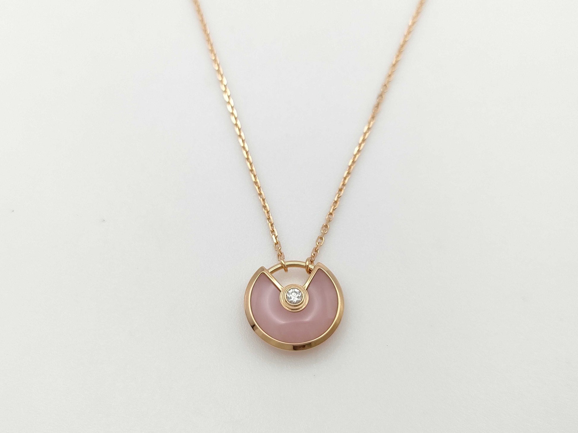 Cartier Amulet Pink Opal 1PD PG Au750 3.0g Necklace