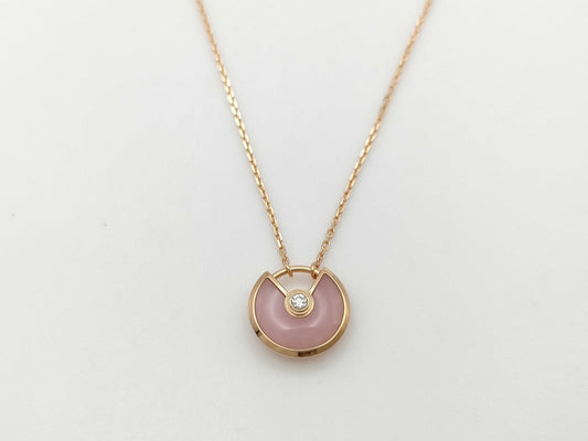 Cartier Amulet Pink Opal 1PD PG Au750 3.0g Necklace