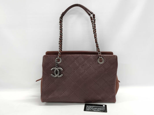 CHANEL CHANEL Shoulder Bag Bordeaux Calfskin with Vintage Silver Hardware