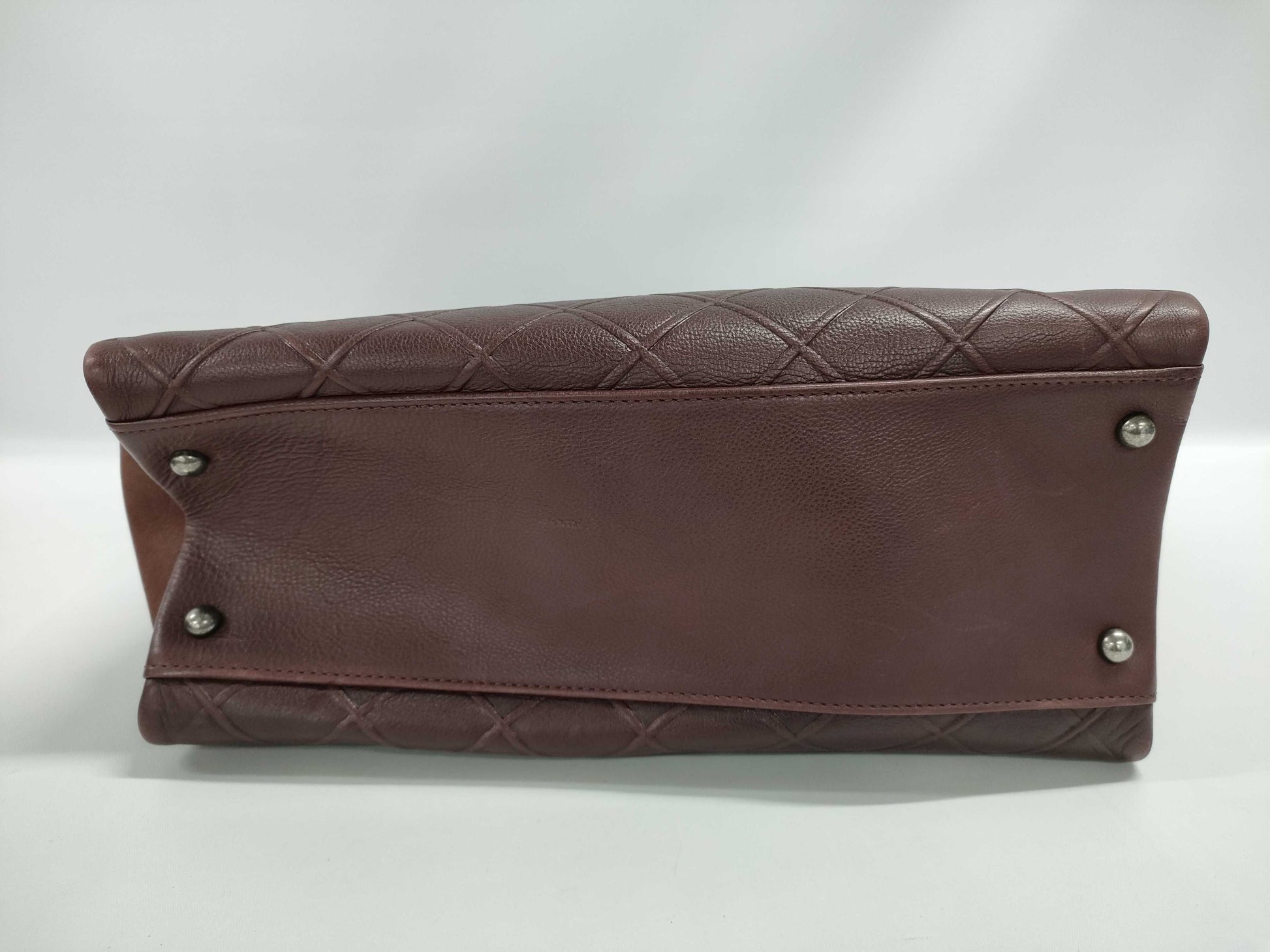 CHANEL CHANEL Shoulder Bag Bordeaux Calfskin with Vintage Silver Hardware