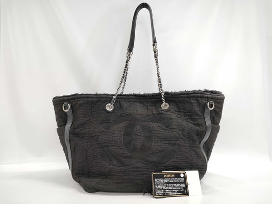 CHANEL CHANEL Large Shopping Bag A57168 Fabric x Calfskin Tote Bag