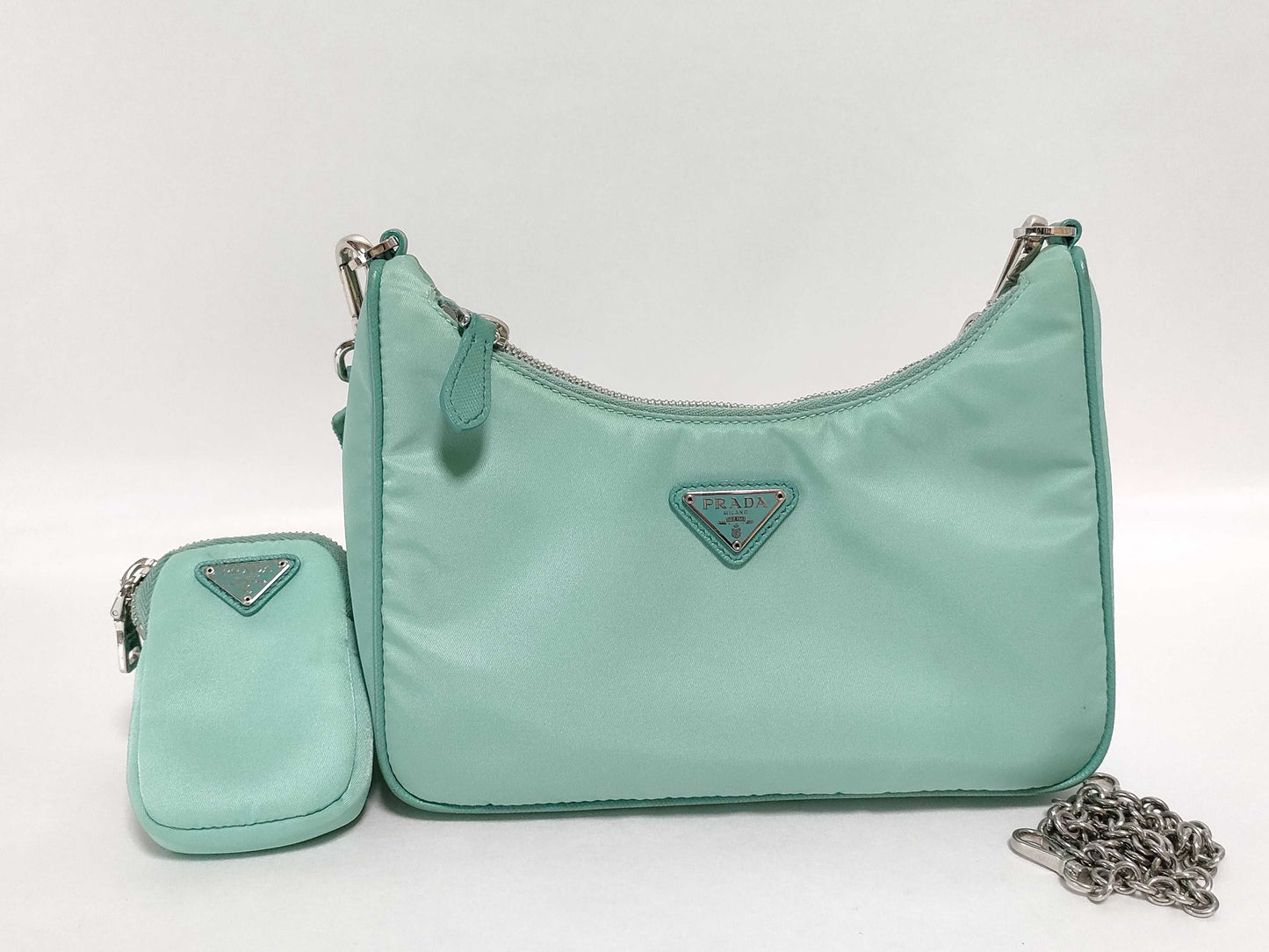PRADA Nylon Prada Shoulder Bag Light Green Nylon Shoulder Bag