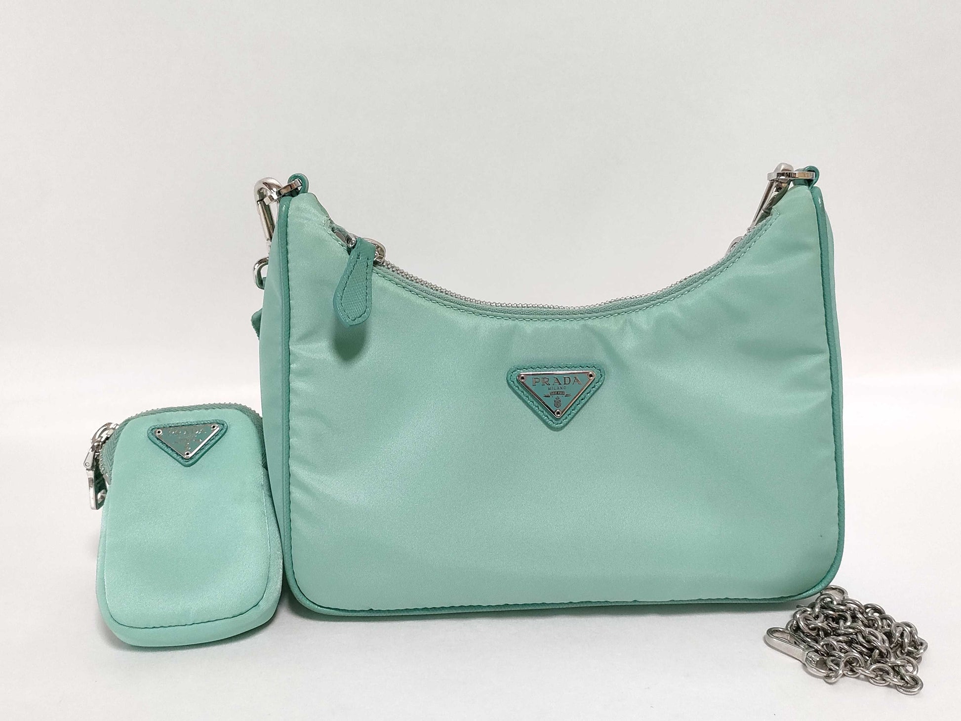 PRADA Nylon Prada Shoulder Bag Light Green Nylon Shoulder Bag