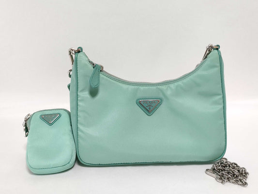PRADA Nylon Prada Shoulder Bag Light Green Nylon Shoulder Bag