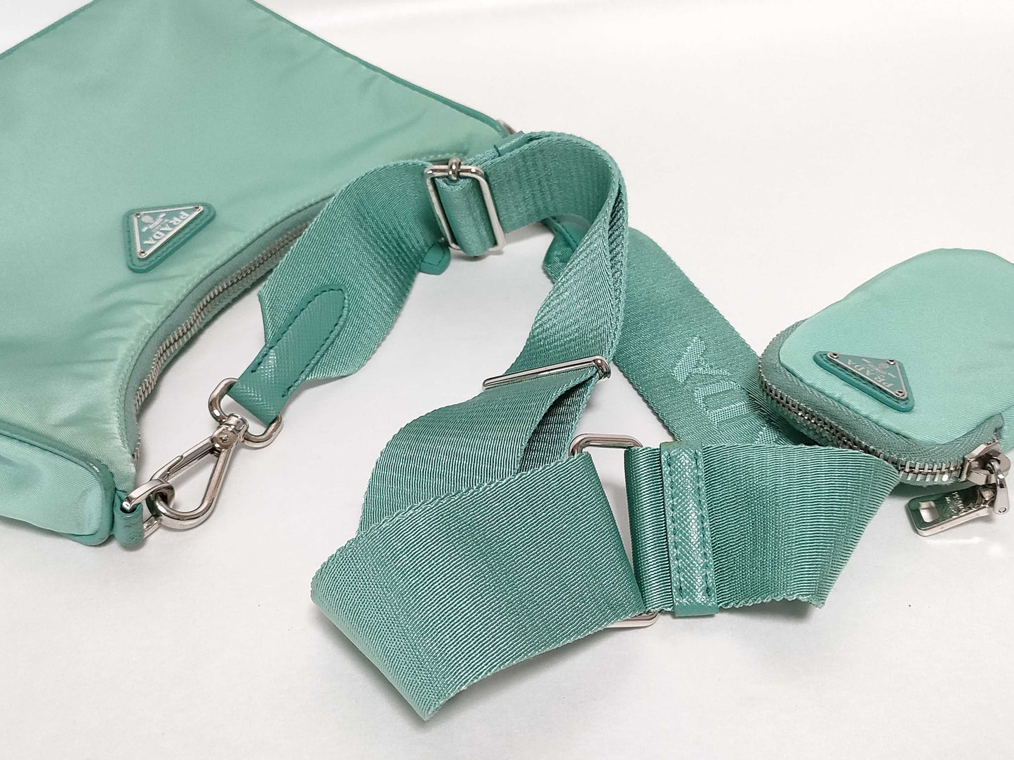 PRADA Nylon Prada Shoulder Bag Light Green Nylon Shoulder Bag
