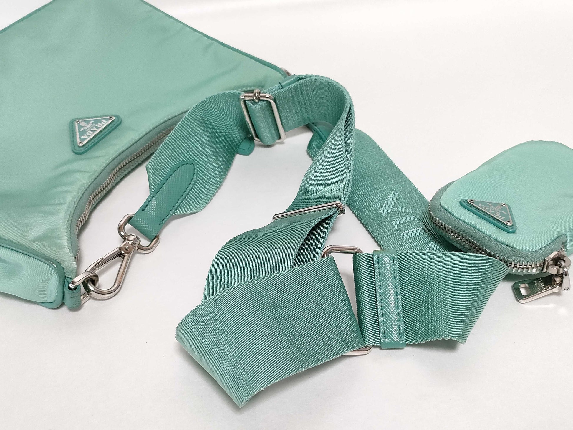 PRADA Nylon Prada Shoulder Bag Light Green Nylon Shoulder Bag