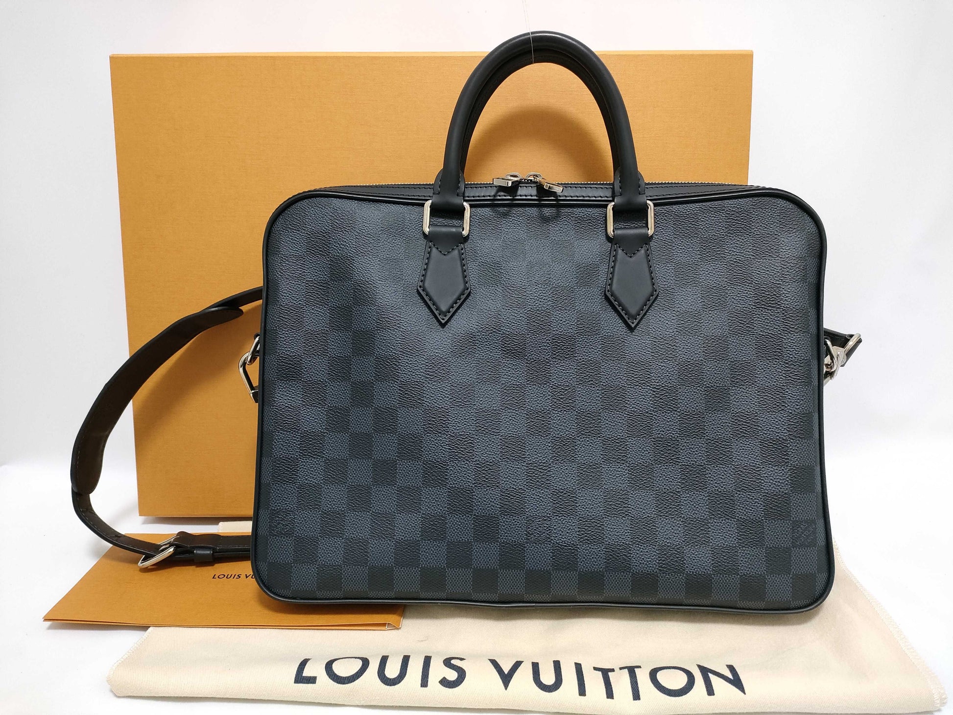 LOUIS VUITTON Damier Dandy Briefcase N63298 Damier Cobalt Canvas Business Bag