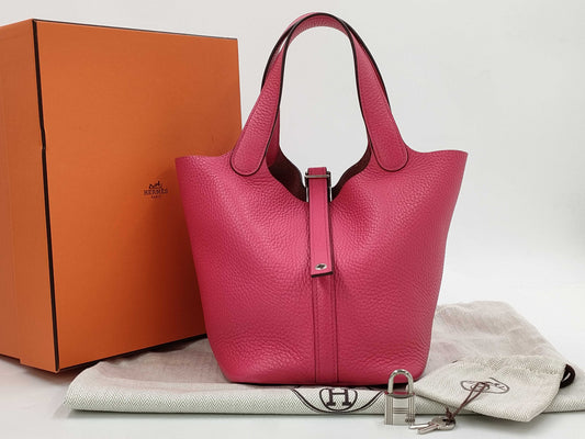 HERMES Picotan Lock Triyon Clemence PM Pink Handbag Handbag