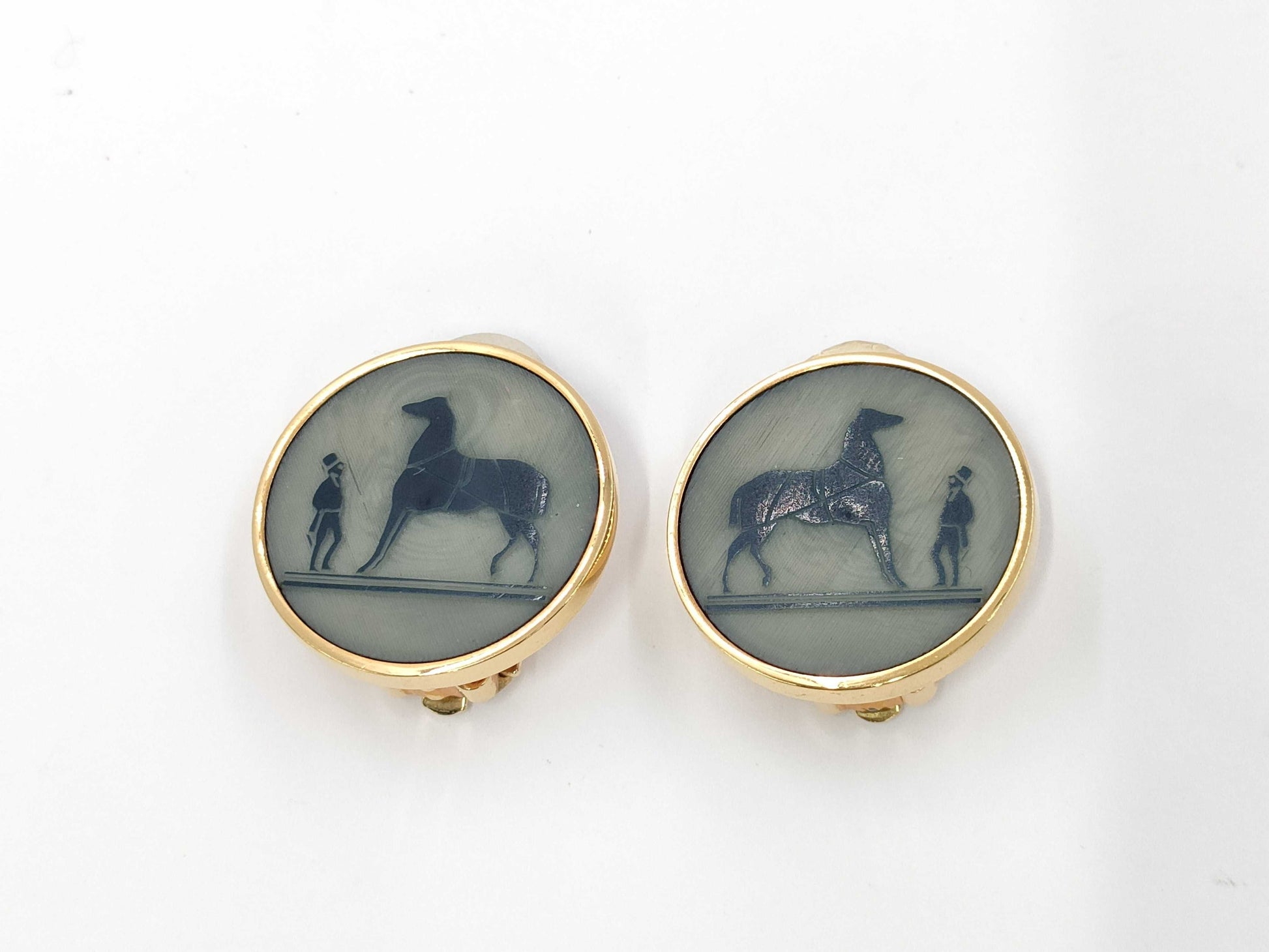 HERMES Corozo Gold Earrings