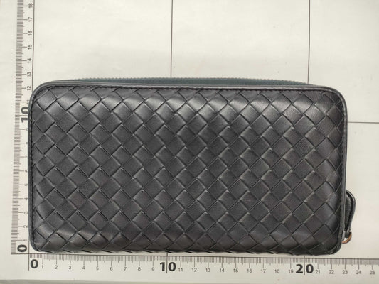 BOTTEGA VENETA Bottega Intrecciato Round Zip Long Wallet Black