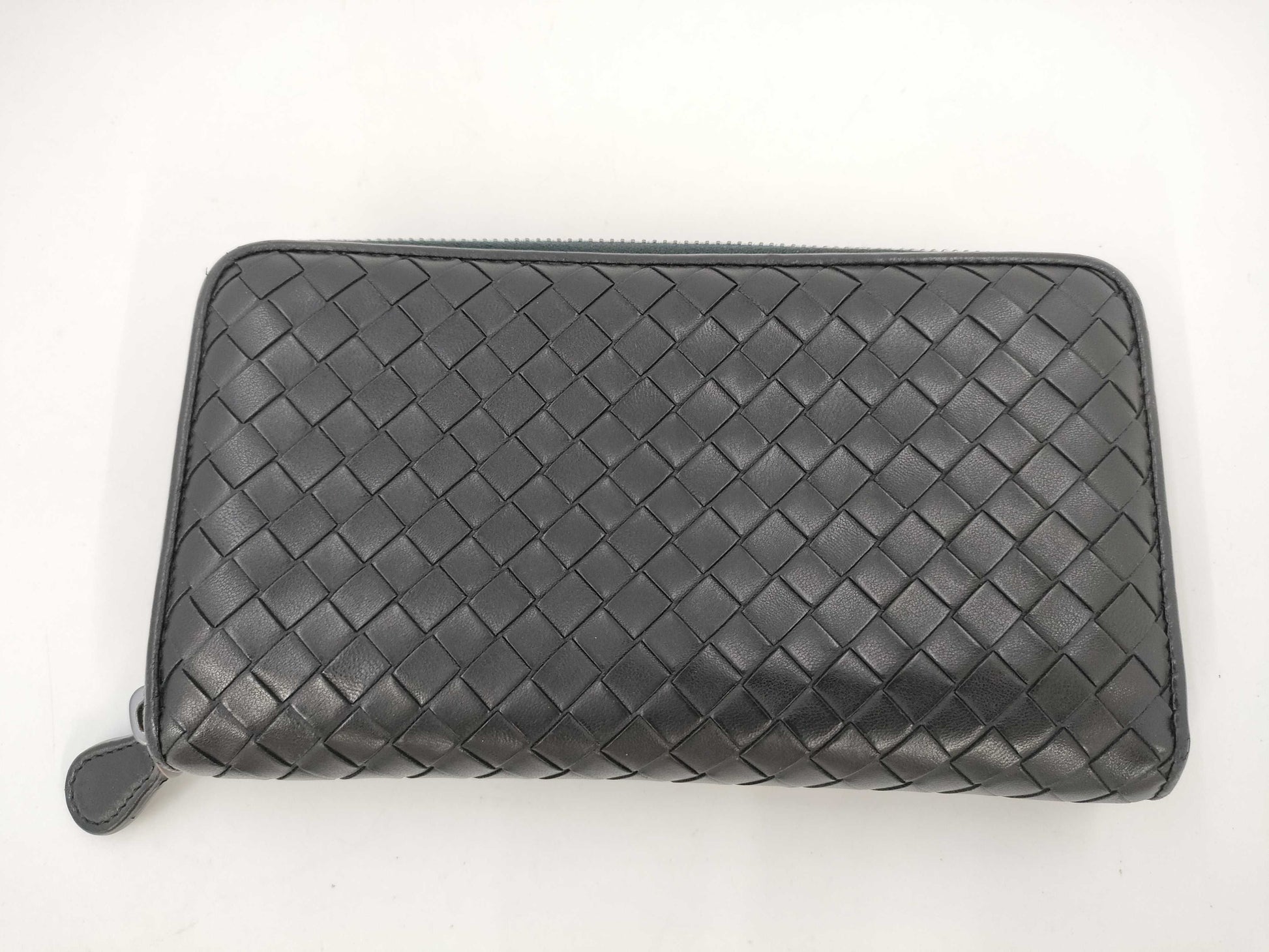 BOTTEGA VENETA Bottega Intrecciato Round Zip Long Wallet Black