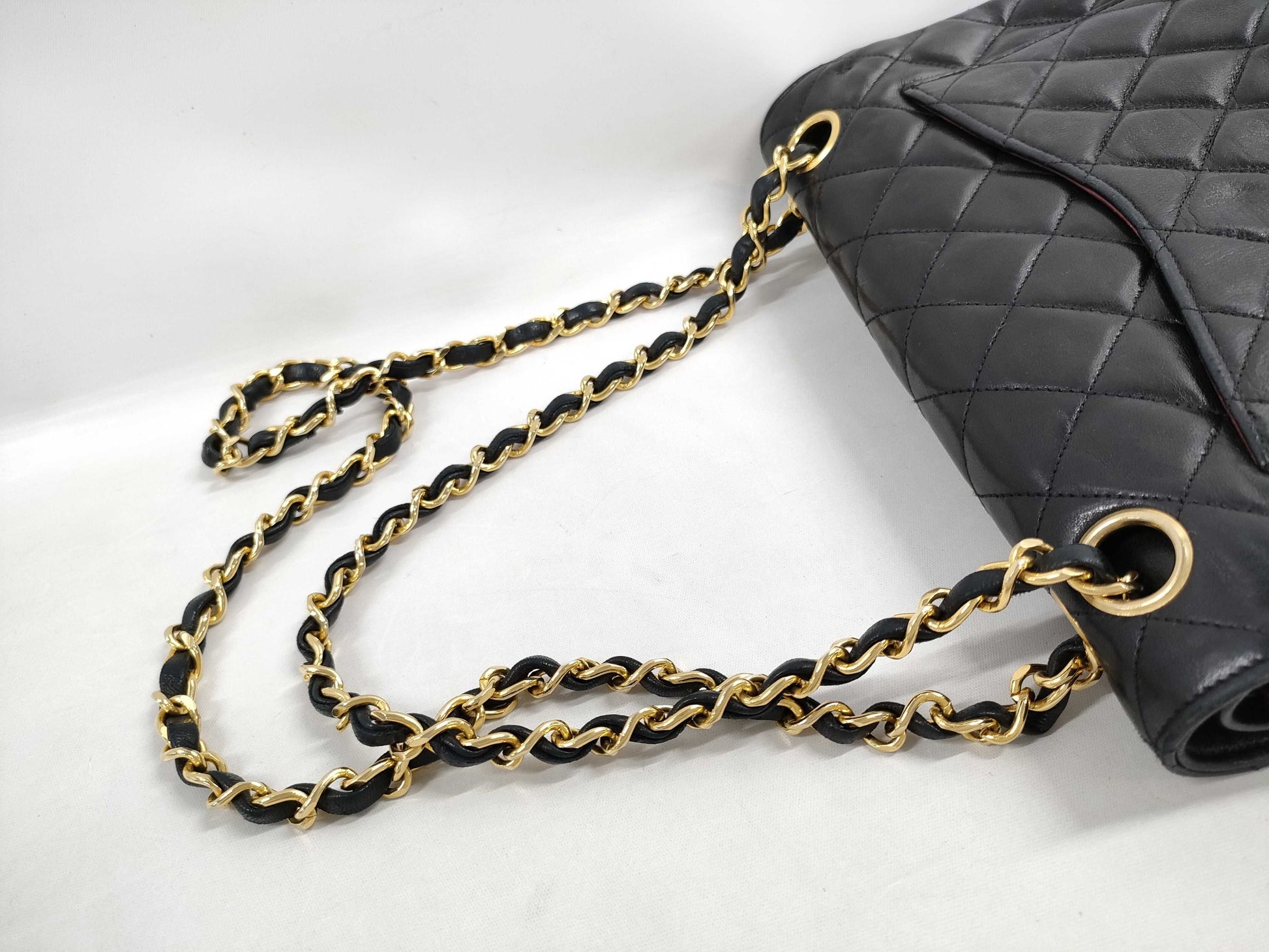 CHANEL Matelasse Lambskin Double Flap Double Chain Bag in Black with Gold Hardware, 1119943 Shoulder Bag