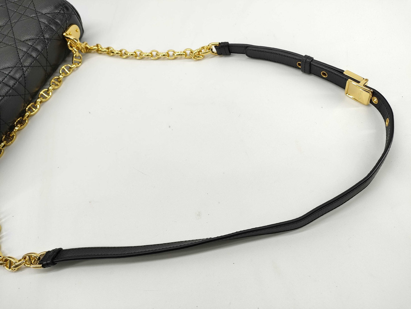 Dior Christian Dior Caro 25 Cannage Gold Hardware Chain Shoulder Bag Black Leather Shoulder Bag