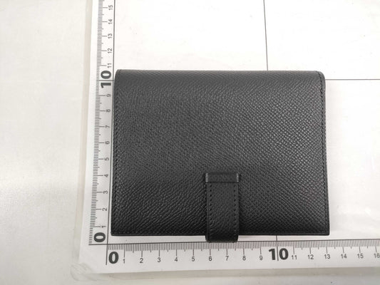 HERMES Bearn Compact Epson Silver Hardware Black W Stamp Accessories: Box Wallet