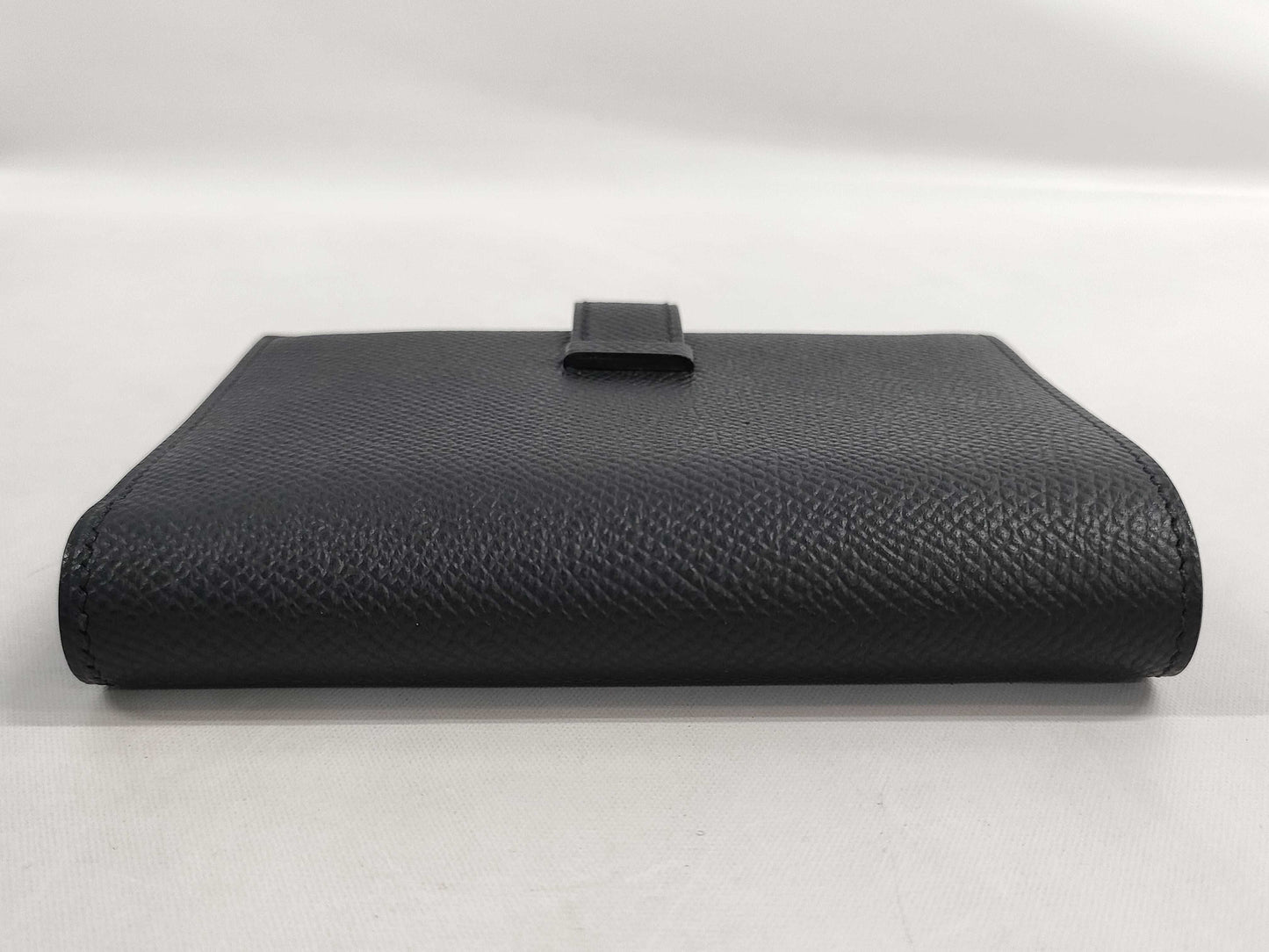 HERMES Bearn Compact Epson Silver Hardware Black W Stamp Accessories: Box Wallet