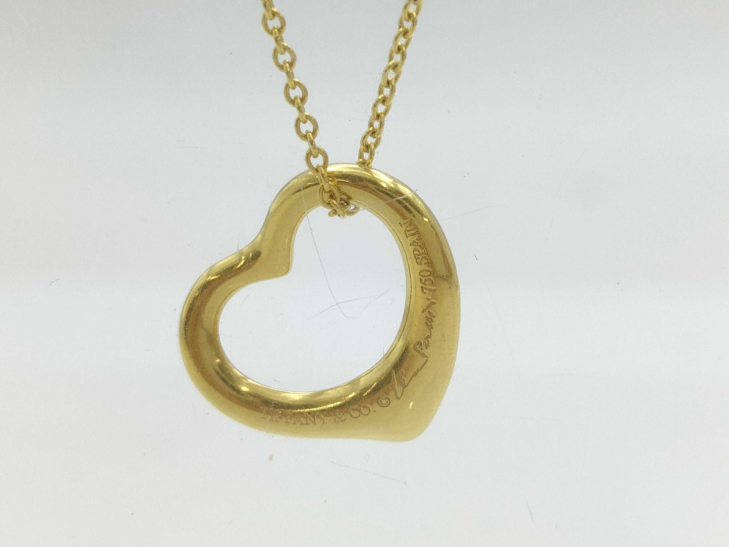 Tiffany&Co. Open Heart YG 750 3.7g Necklace