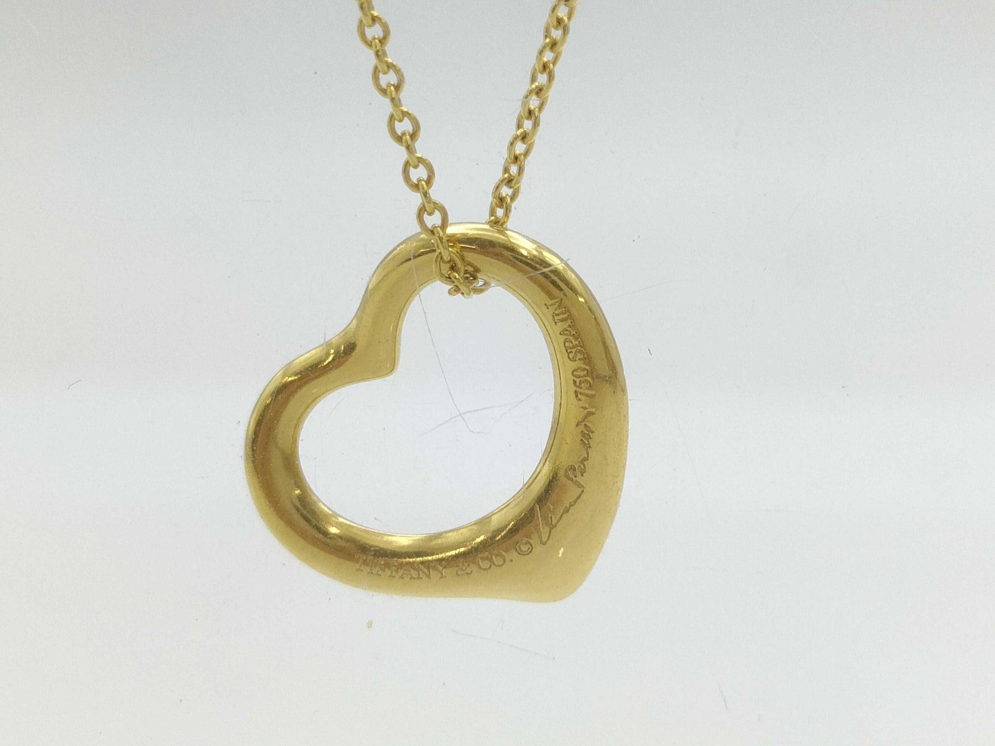 Tiffany&Co. Open Heart YG 750 3.7g Necklace