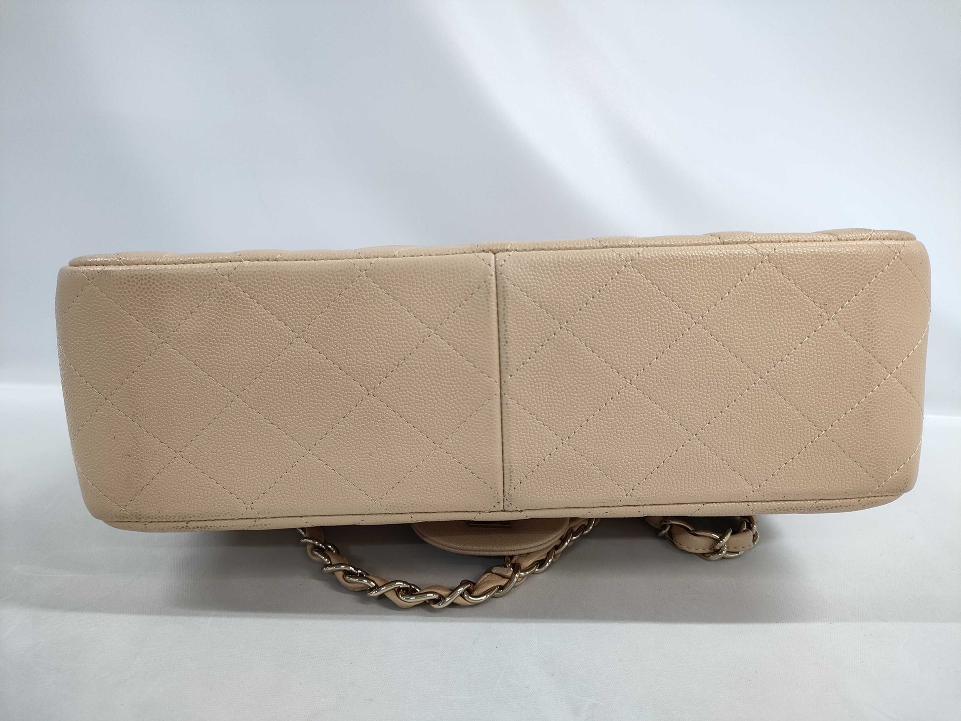 CHANEL Deca Matelasse 30 Shoulder Bag, Double Flap, Caviar Leather, Beige