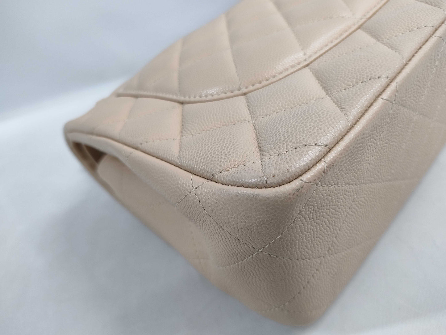 CHANEL Deca Matelasse 30 Shoulder Bag, Double Flap, Caviar Leather, Beige