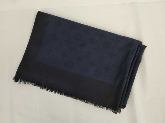 LOUIS VUITTON Monogram Stole, Navy, with Tags, Other Apparel