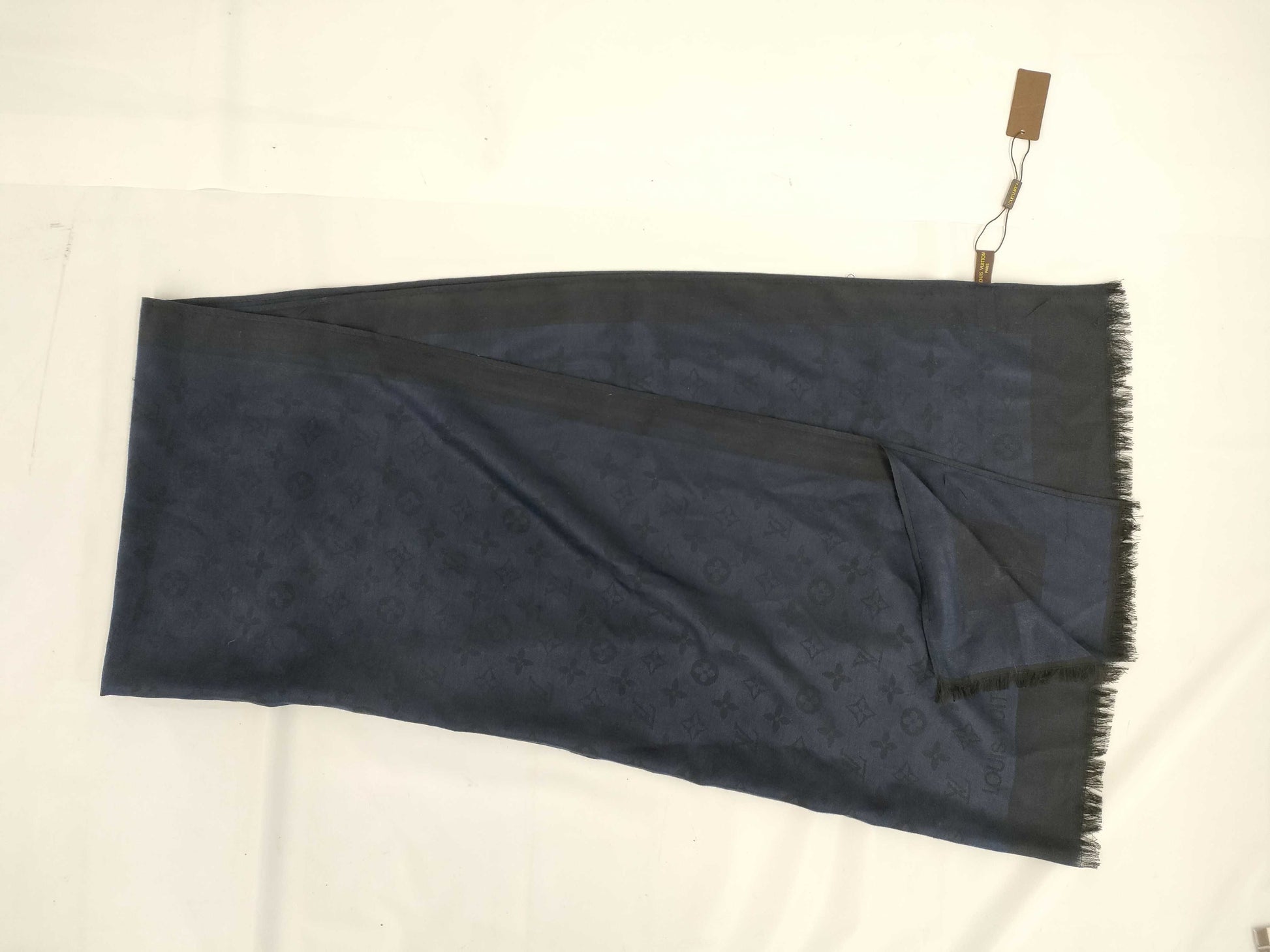 LOUIS VUITTON Monogram Stole, Navy, with Tags, Other Apparel