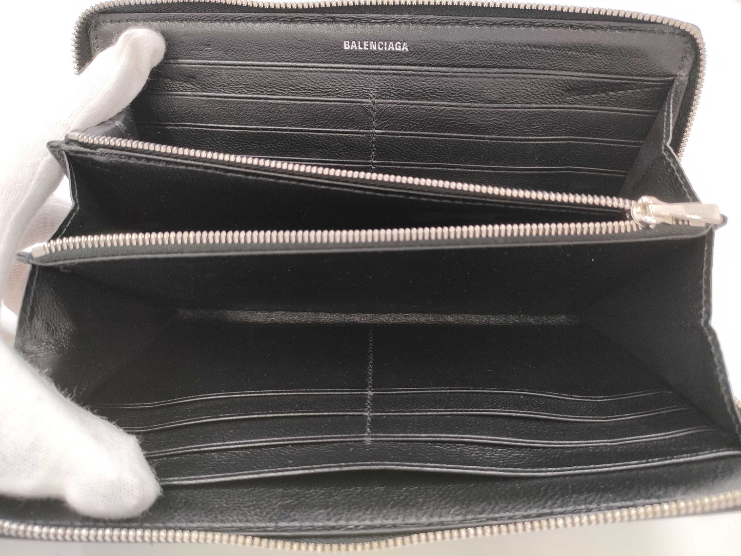 BALENCIAGA Round Zipper Long Wallet Black 594317 Accessories: Box Storage Bag Wallet