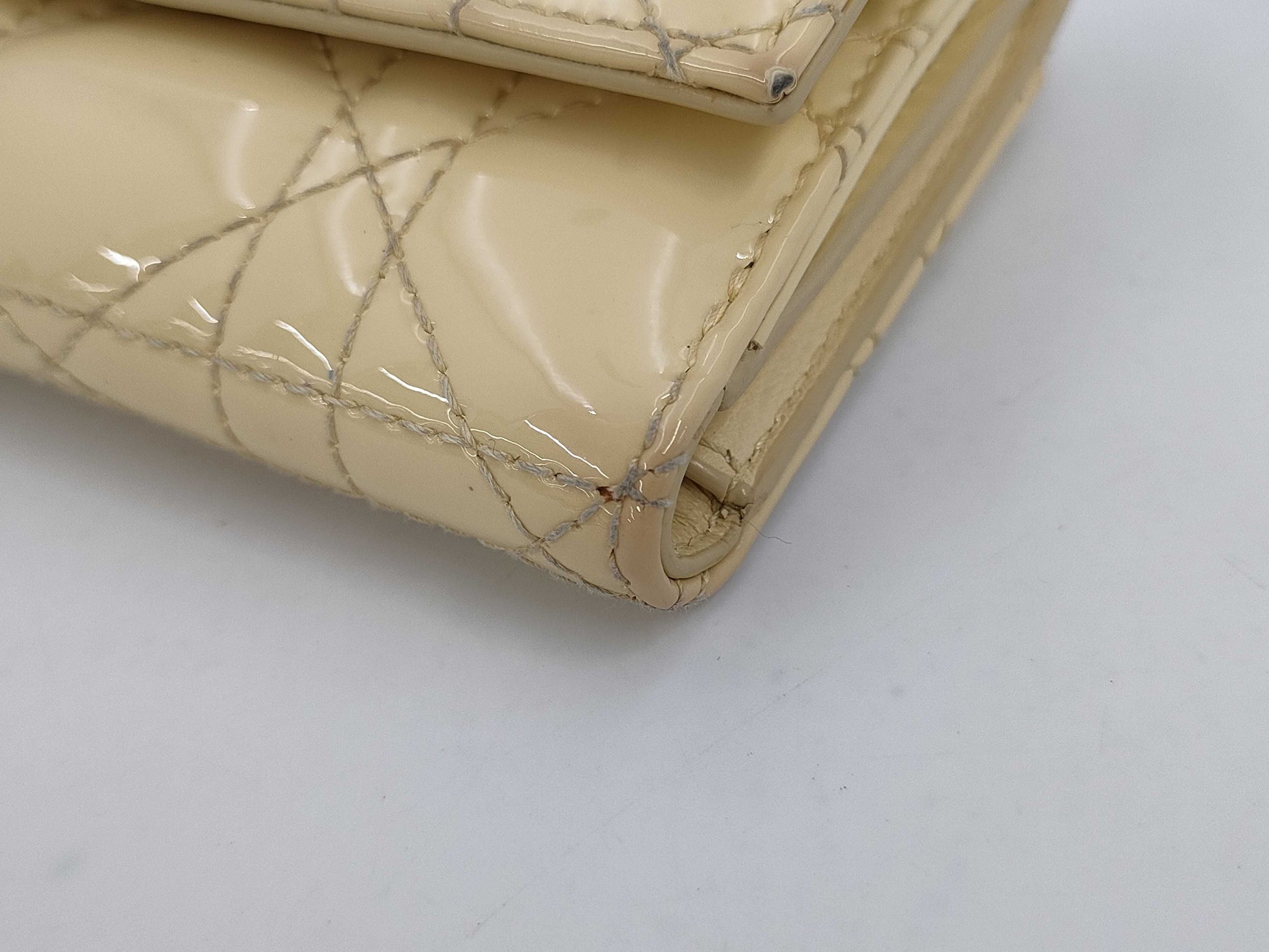 Dior Dior Lotus Patent Tri-Fold Wallet Yellow Accessories: Box Galler Wallet