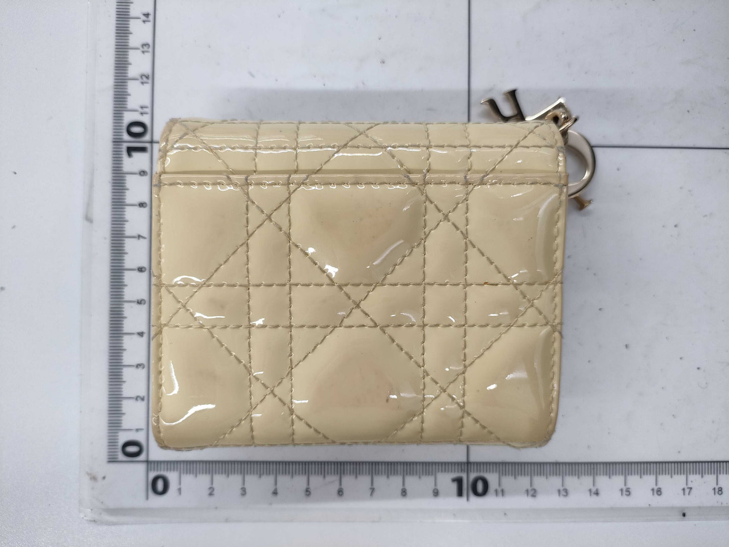 Dior Dior Lotus Patent Tri-Fold Wallet Yellow Accessories: Box Galler Wallet