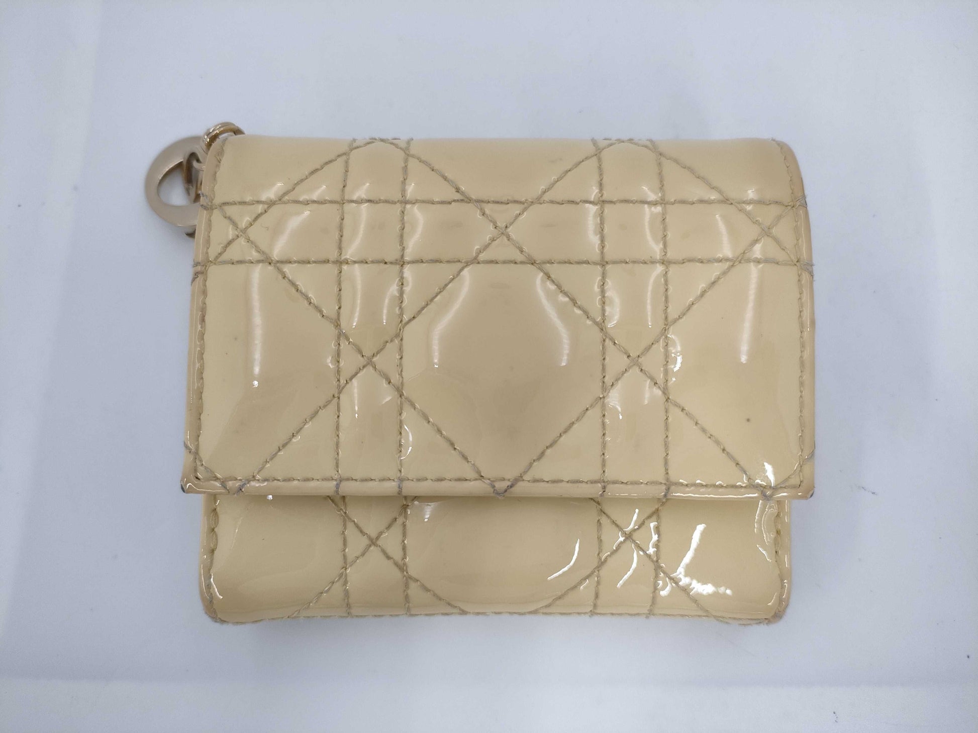 Dior Dior Lotus Patent Tri-Fold Wallet Yellow Accessories: Box Galler Wallet