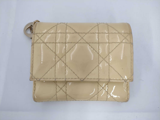 Dior Dior Lotus Patent Tri-Fold Wallet Yellow Accessories: Box Galler Wallet