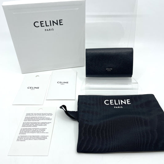 CELINE Leather Key Case 6 Strands Black Key Case Keychain