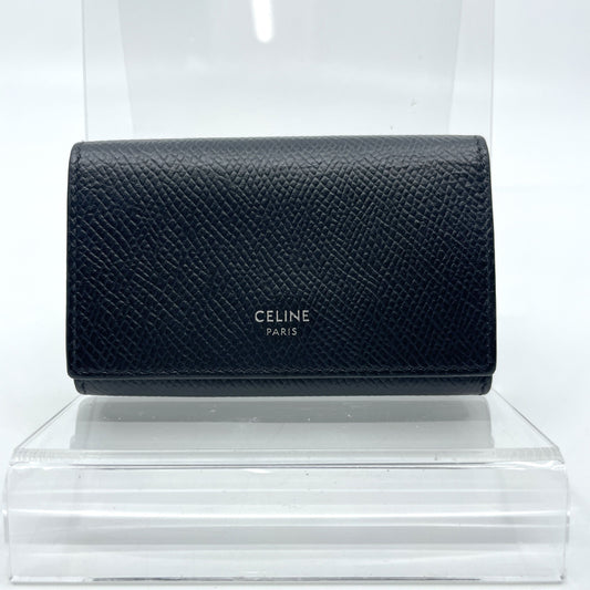 CELINE Leather Key Case 6 Strands Black Key Case Keychain