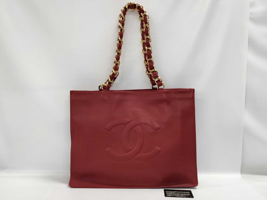 CHANEL Chain Tote Red Tote Bag