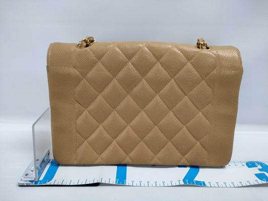 CHANEL Caviar Diana Beige Shoulder Bag