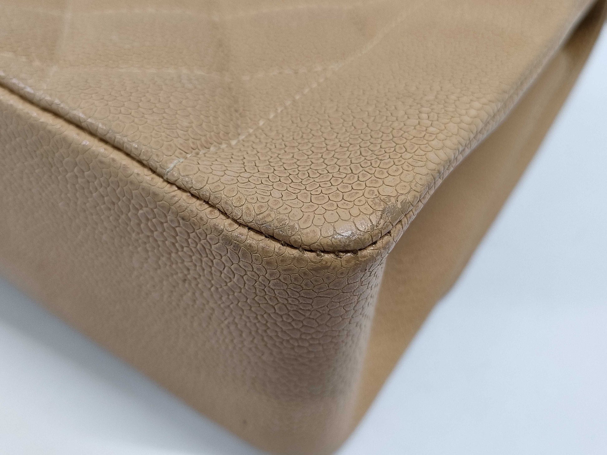 CHANEL Caviar Diana Beige Shoulder Bag
