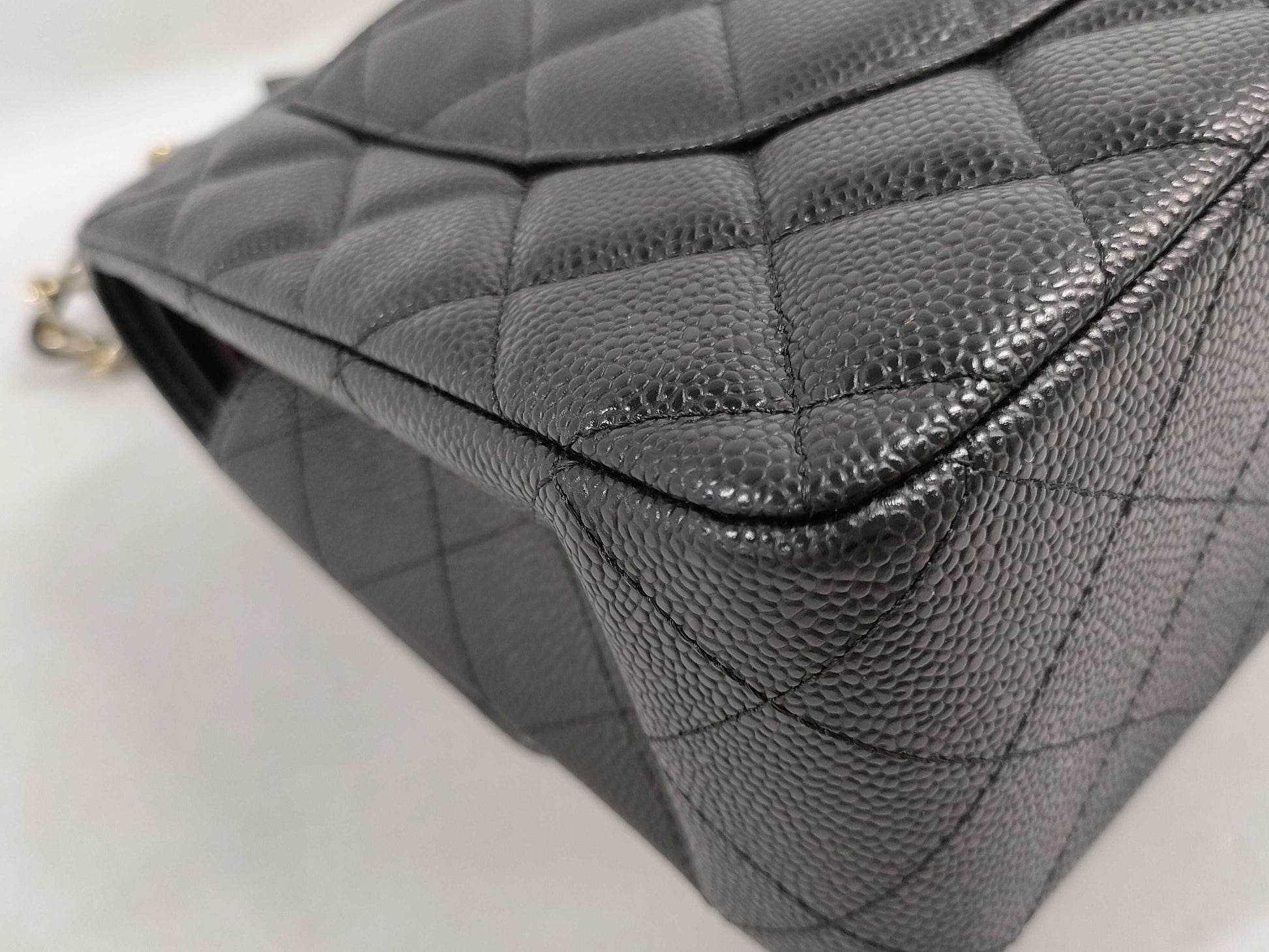 CHANEL Caviar Skin Matelasse w Jumbo Shoulder Bag