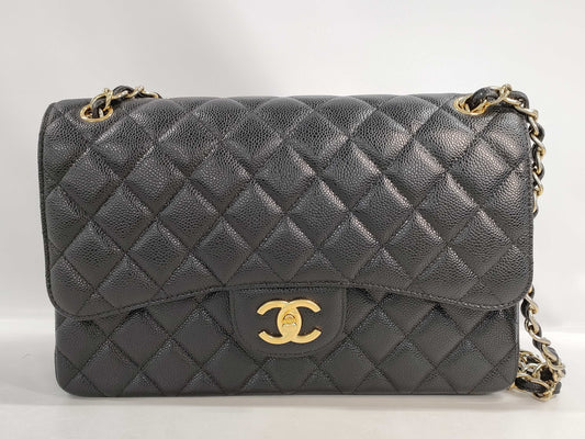 CHANEL Caviar Skin Matelasse w Jumbo Shoulder Bag