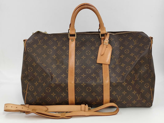 LOUIS VUITTON LV Monogram Keepall 50 Bandouliere Boston Bag