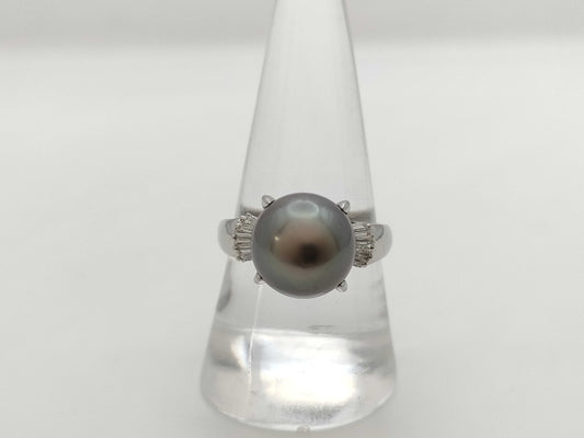 Black butterfly pearl diameter approx. 10.8mm D0.18ct PT900 7.8g ring