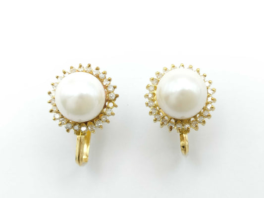 Pearl diameter approx. 8.5/8.6mm D0.36ct 750 5.7g Earrings