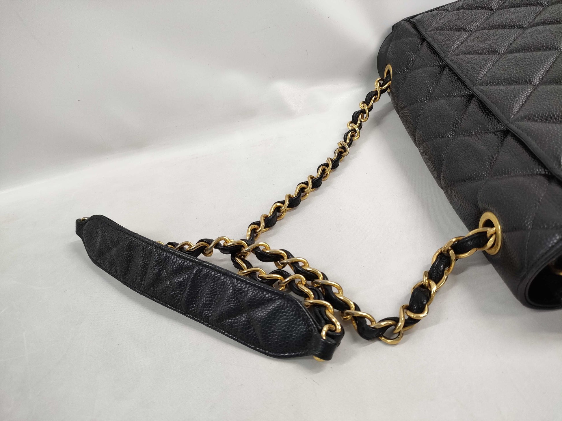 CHANEL Deca Matelasse Chain Shoulder Bag in Caviar Skin