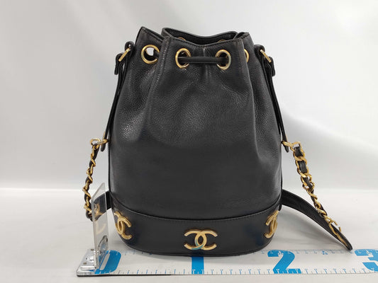 CHANEL Triple Coco Chain Shoulder Bag Caviar Skin Shoulder Bag