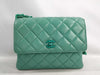CHANEL Matelasse Chain Shoulder Bag in Lambskin/Green