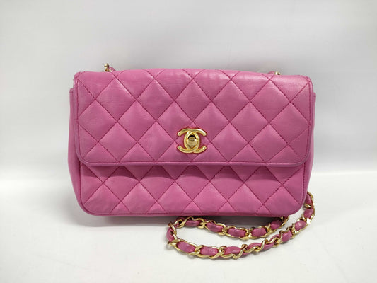 CHANEL Mini Matelasse Lambskin Pink GD Hardware 0 Series Shoulder Bag