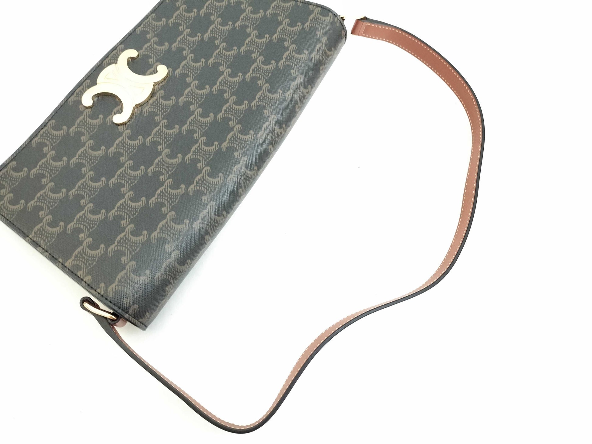 CELINE Trapeze Teen Triomphe Shoulder Bag in Brown 199282.CUZ.04LU