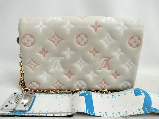 LOUIS VUITTON Coussin Monogram Embossed Pochette in Beige and Multicolore, M82289 Shoulder Bag